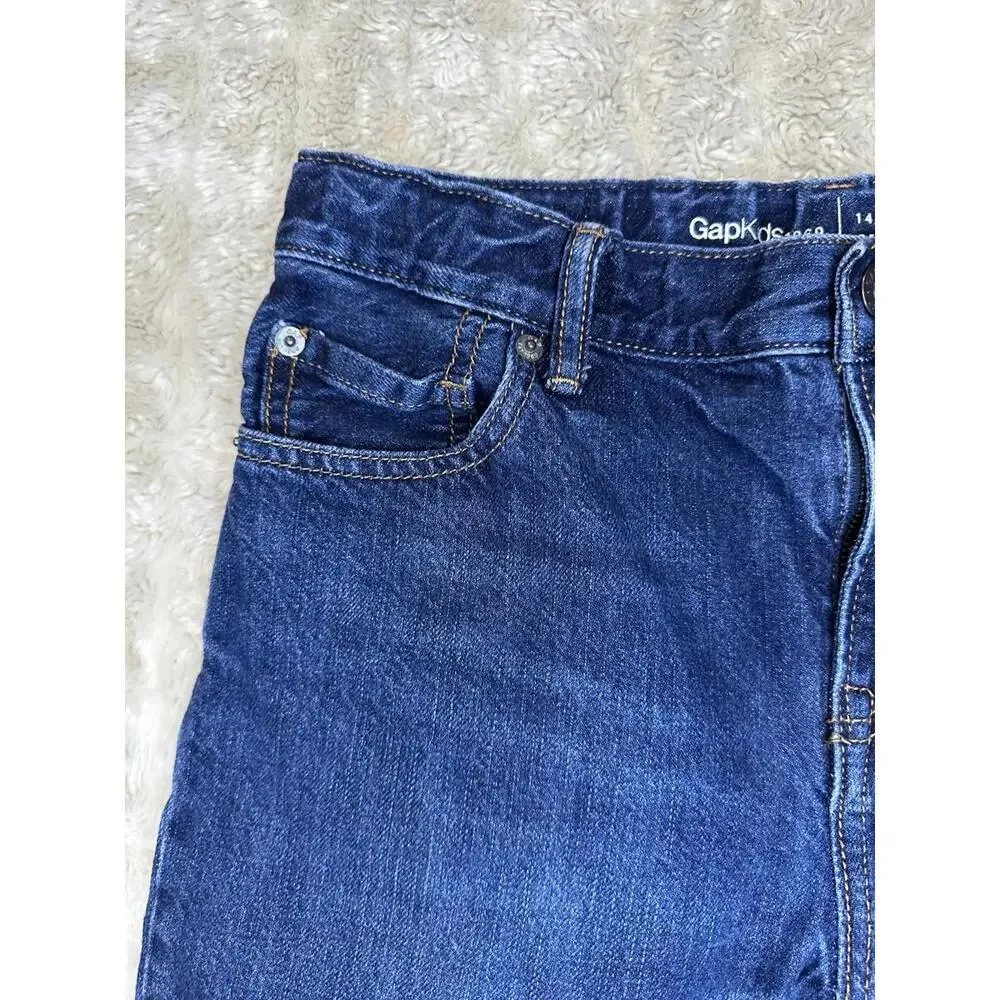 GAPKids 1969 classic slim straight medium-dark wash denim jeans Youth 14 Reg